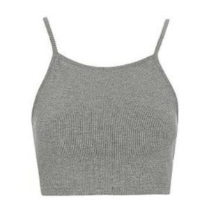TOPSHOP high neck ribbed crop top